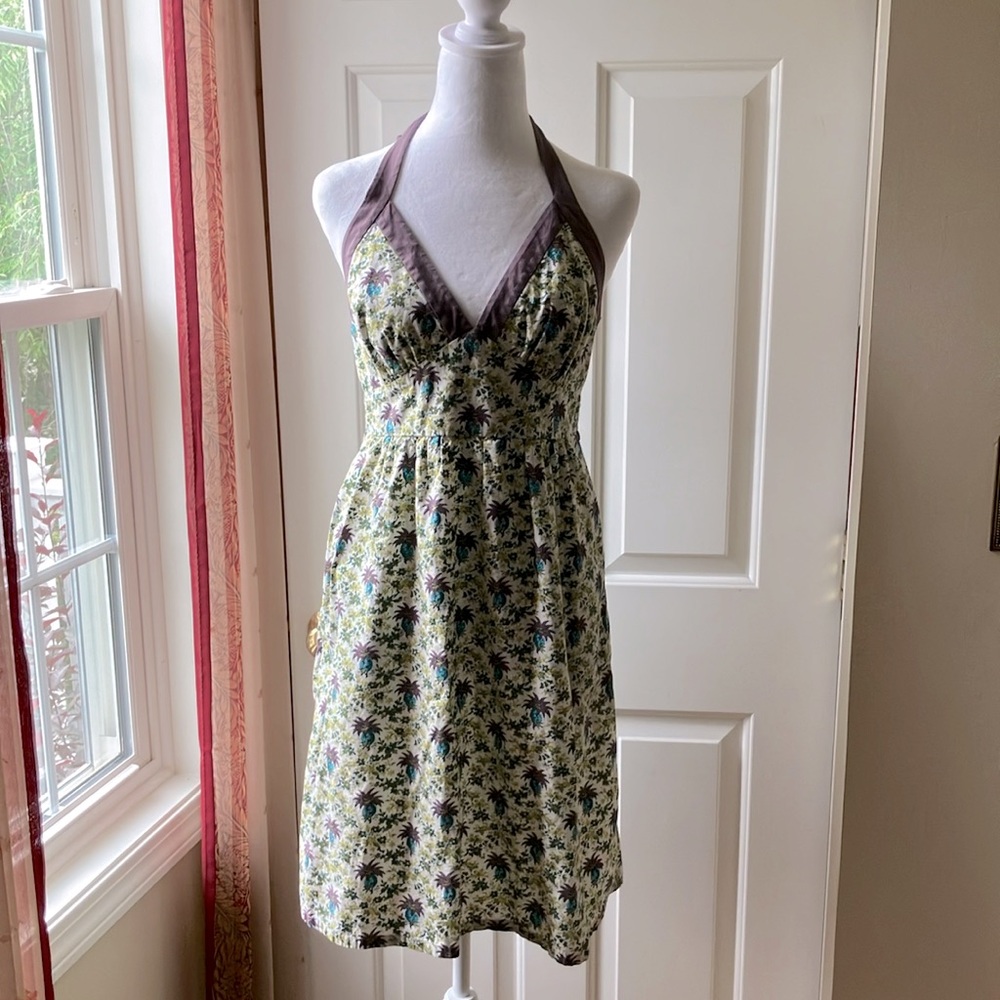 Tommy Bahama V-Neck SleevelessTie-in Mini Dress Green Floral Size S